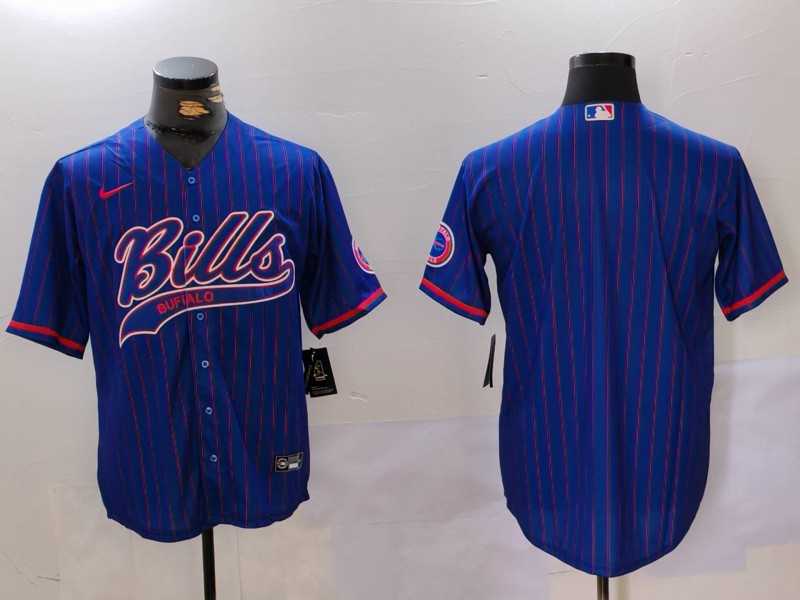 Mens Buffalo Bills Blank Blue Team Cool Base Stitched Baseball Jersey